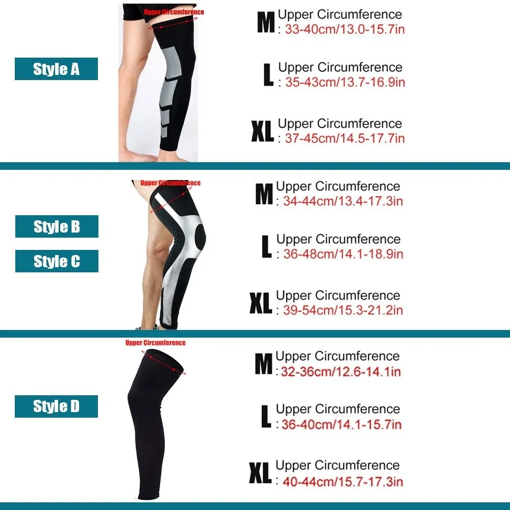 2pcs/pair Full Length Knee Brace Leg Sleeves for Men Women
