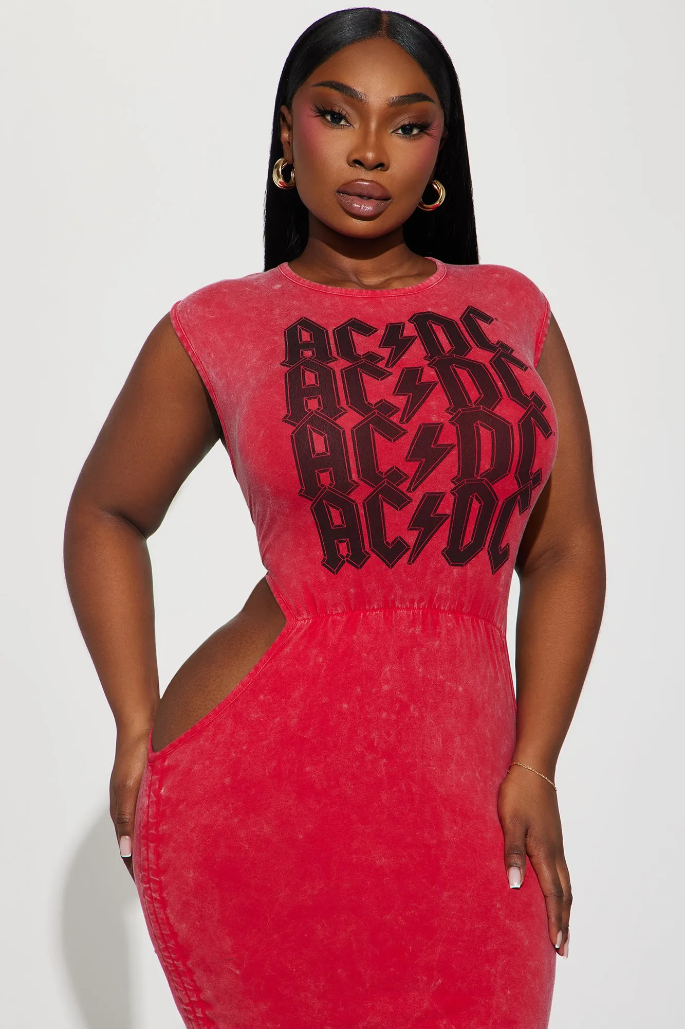 ACDC High Voltage Cut Out Mini Dress - Red