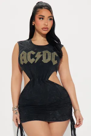 ACDC Rhinestone Cut Out Mini Dress - Black Wash