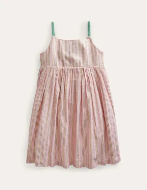 Back Detail Cut Out Dress-Lilac and Metallic Stripe