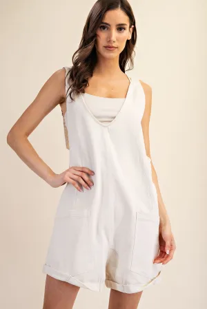 Bone Cotton Twill Shortalls