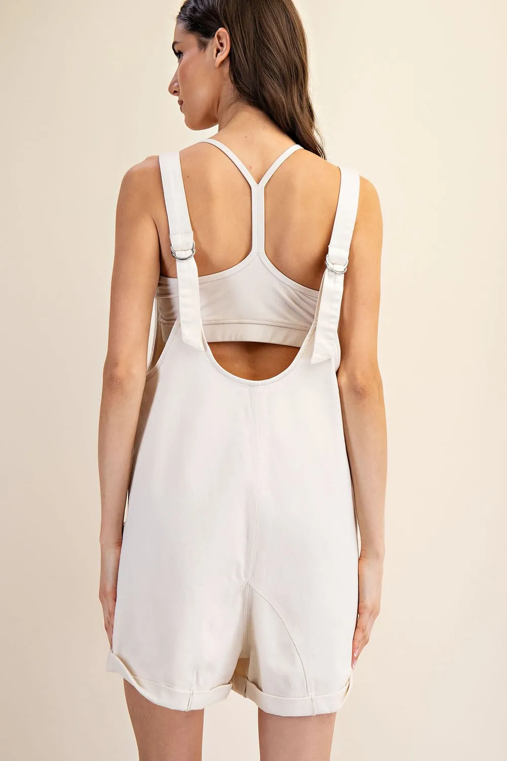 Bone Cotton Twill Shortalls