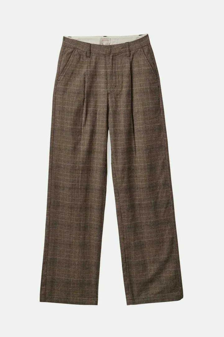 Brixton Ludlow Trouser Pant - Brown/Cream Houndstooth