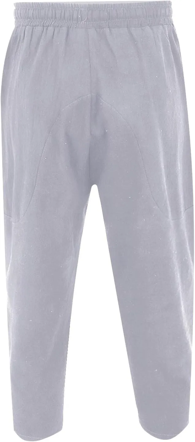 Linen Pants Men Loose Fit Classic Flat Front Chino Pants Casual Lightweight Straight Leg Summer Beach Trousers
