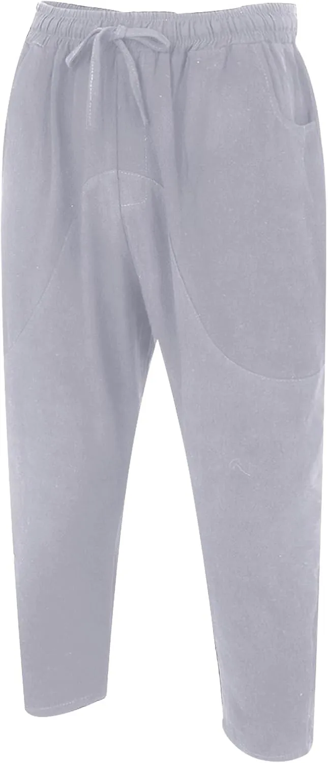 Linen Pants Men Loose Fit Classic Flat Front Chino Pants Casual Lightweight Straight Leg Summer Beach Trousers