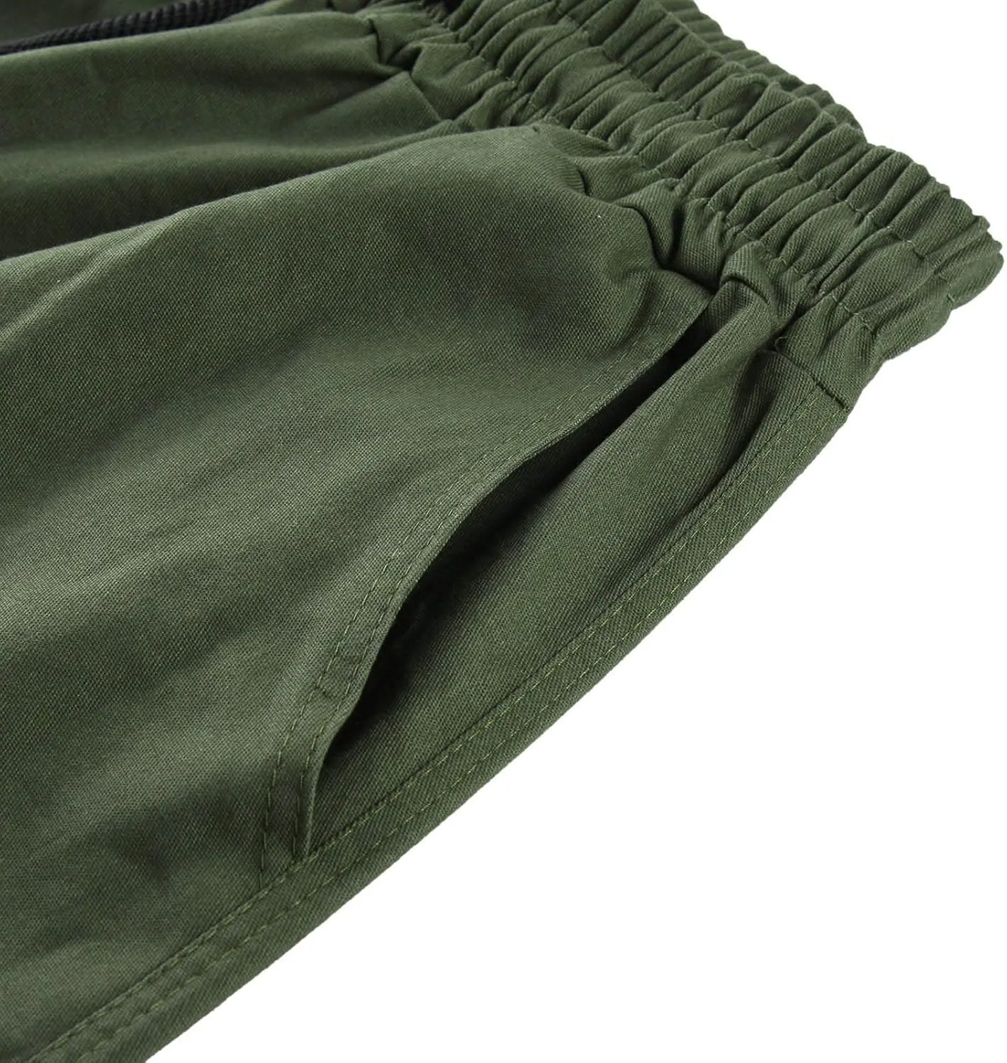 Men's Cargo Combat Pants Casual Linen Stretch Elastic Waist Pant Sweatpants Joggers Loose Gym Yoga Jogging