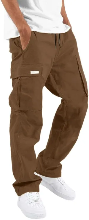 Mens Causal Cargo Pants Sports Pants Trousers Hiking Joggers Loose Fit Classic Comfy Soft Pants with Multi-Pocket