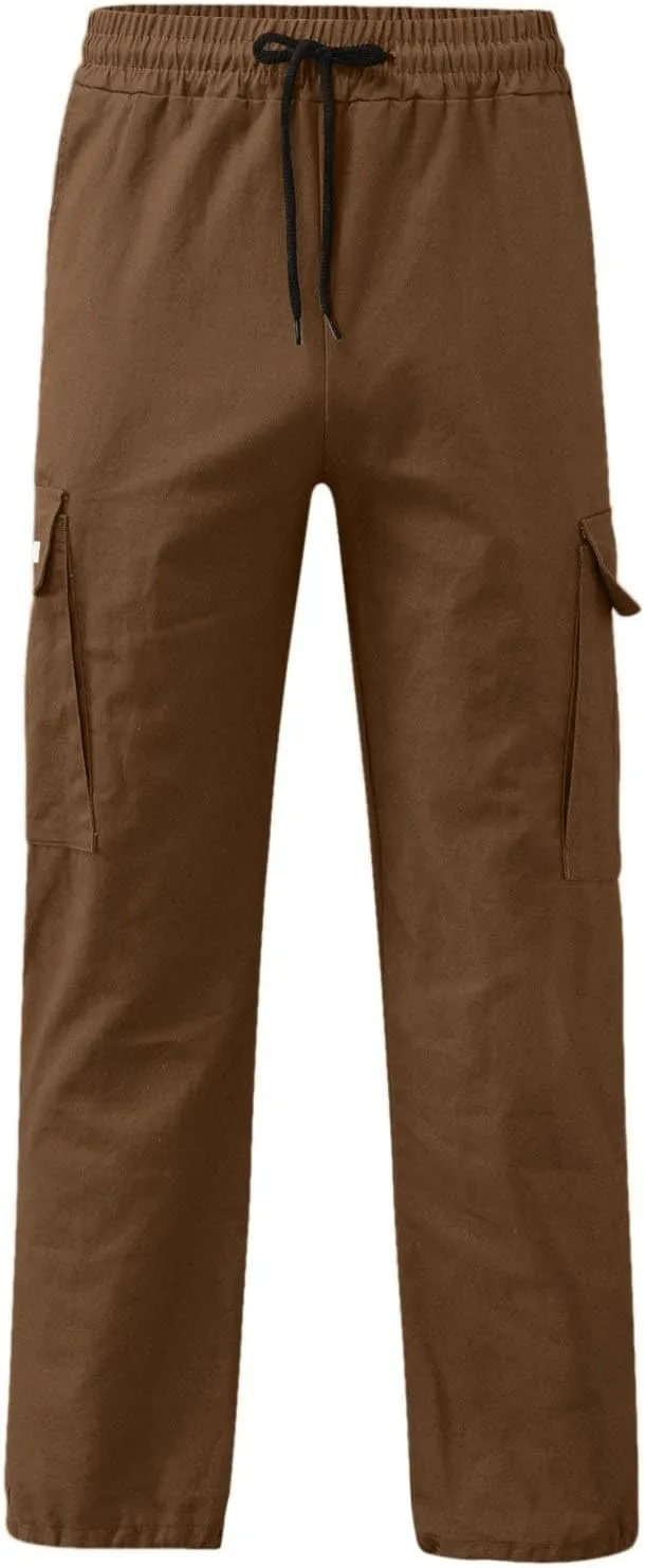 Mens Causal Cargo Pants Sports Pants Trousers Hiking Joggers Loose Fit Classic Comfy Soft Pants with Multi-Pocket