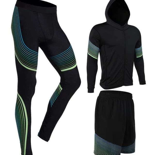 Men's Run set Fitness Suit Gym Wicking Compression Jogging sports tracksuits running sportswear