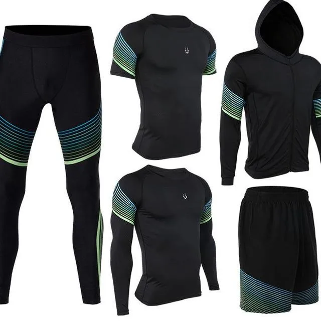 Men's Run set Fitness Suit Gym Wicking Compression Jogging sports tracksuits running sportswear