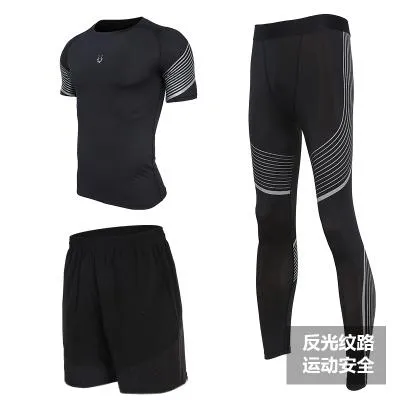 Men's Run set Fitness Suit Gym Wicking Compression Jogging sports tracksuits running sportswear