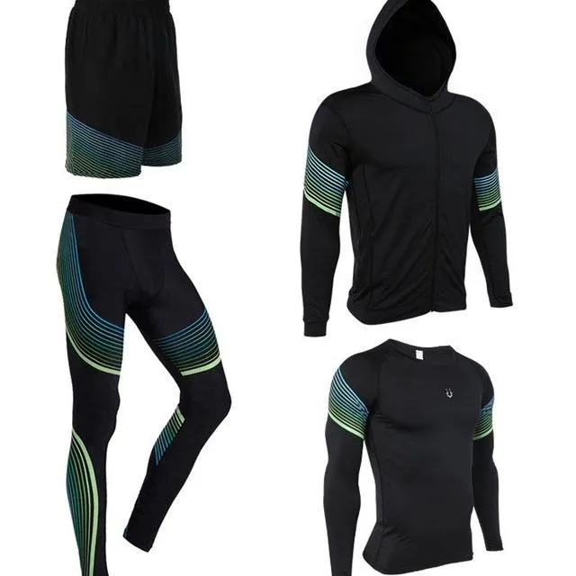 Men's Run set Fitness Suit Gym Wicking Compression Jogging sports tracksuits running sportswear