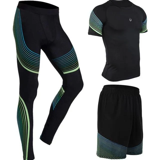 Men's Run set Fitness Suit Gym Wicking Compression Jogging sports tracksuits running sportswear