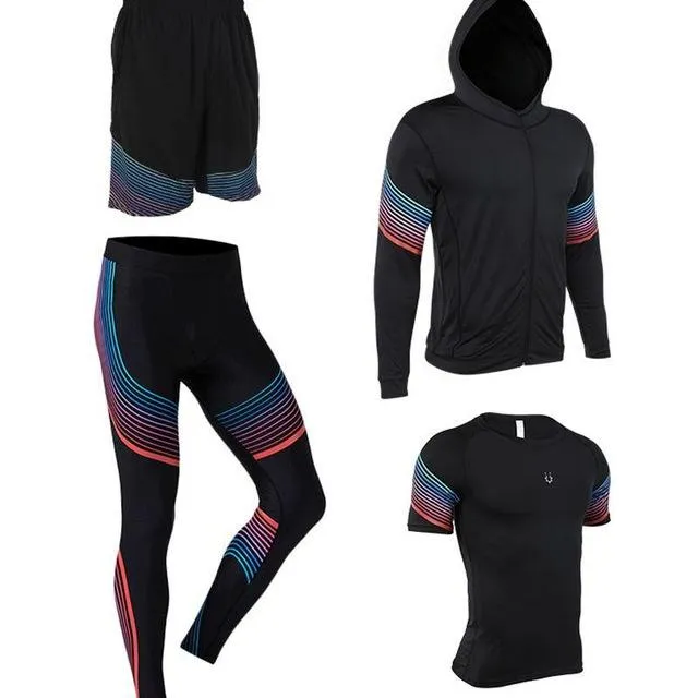 Men's Run set Fitness Suit Gym Wicking Compression Jogging sports tracksuits running sportswear