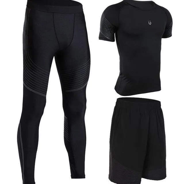 Men's Run set Fitness Suit Gym Wicking Compression Jogging sports tracksuits running sportswear