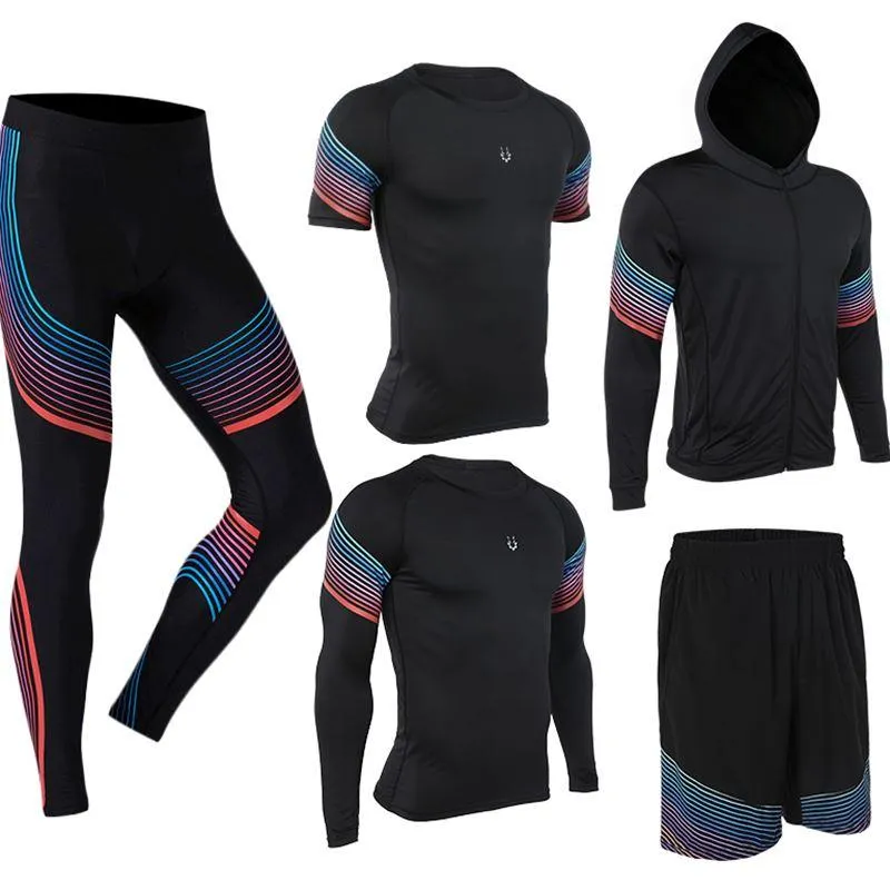 Men's Run set Fitness Suit Gym Wicking Compression Jogging sports tracksuits running sportswear