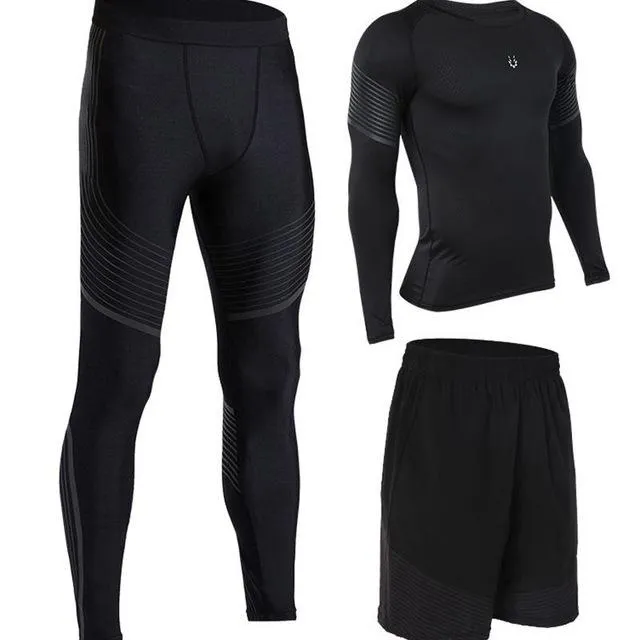 Men's Run set Fitness Suit Gym Wicking Compression Jogging sports tracksuits running sportswear