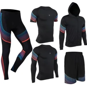 Men's Run set Fitness Suit Gym Wicking Compression Jogging sports tracksuits running sportswear