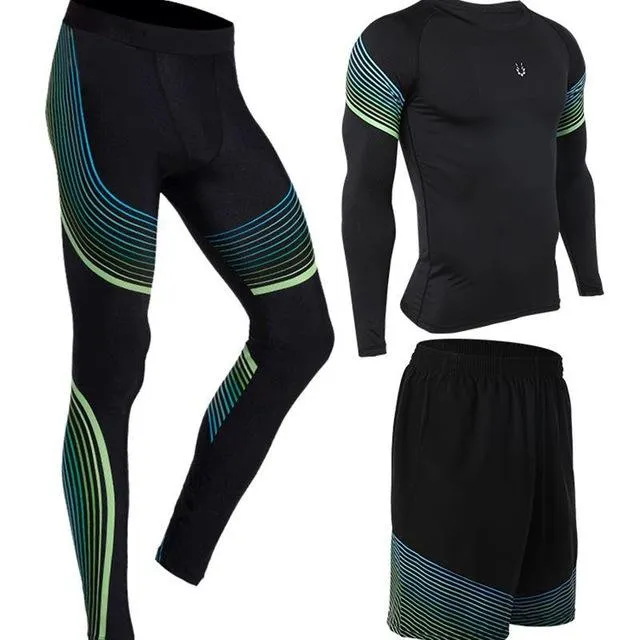 Men's Run set Fitness Suit Gym Wicking Compression Jogging sports tracksuits running sportswear