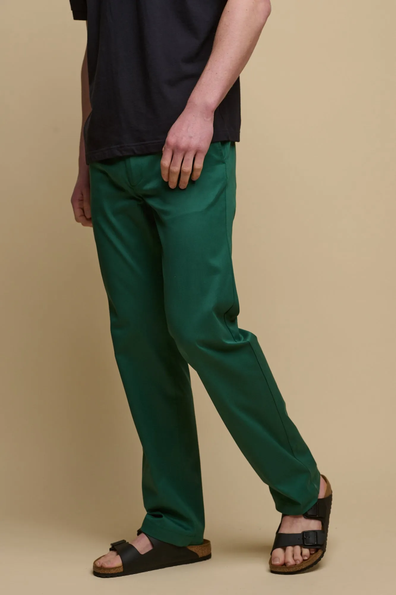 Men's Slim Lightweight Stretch Cotton Twill Chinos - Bottle Green