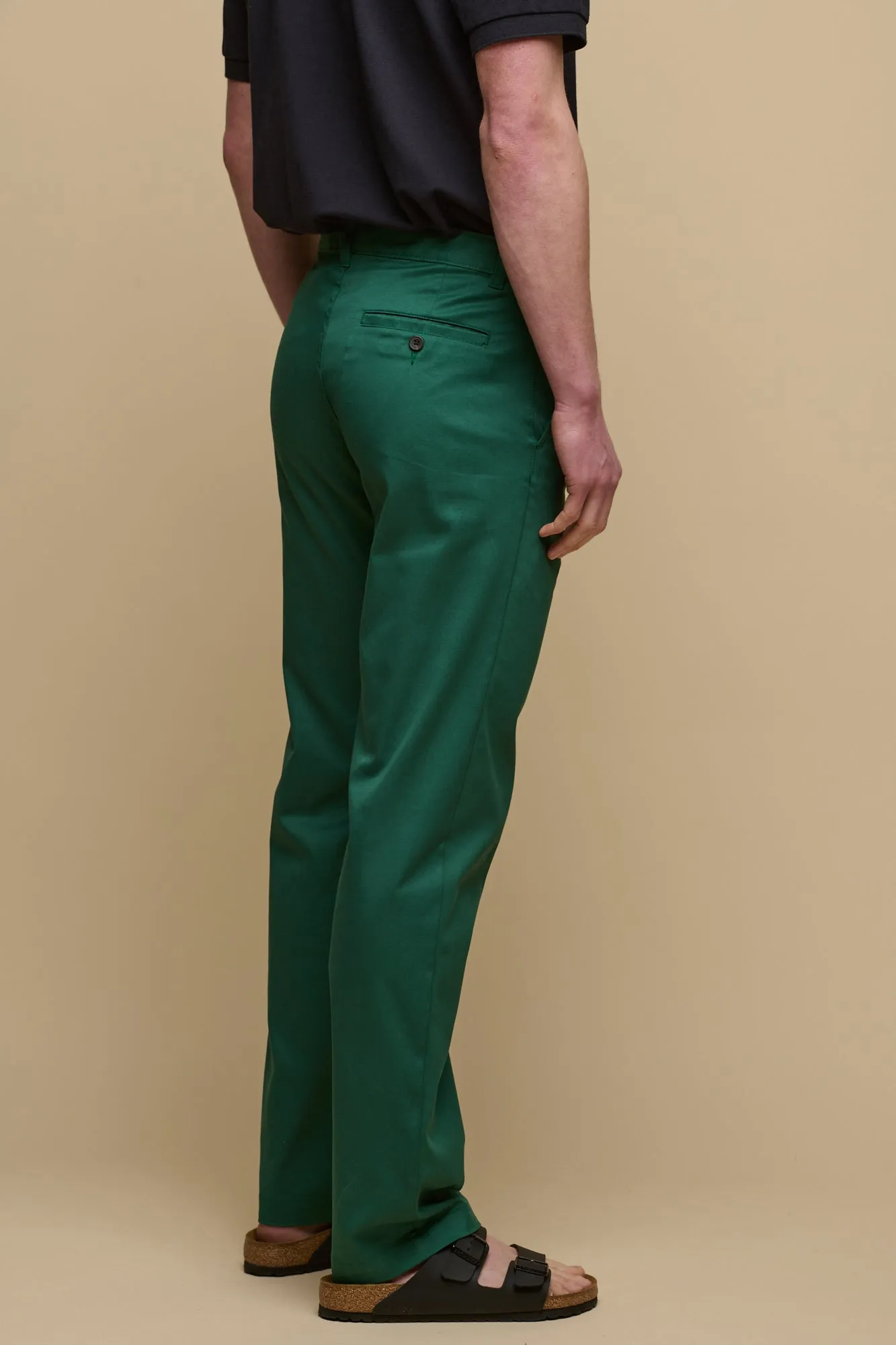 Men's Slim Lightweight Stretch Cotton Twill Chinos - Bottle Green