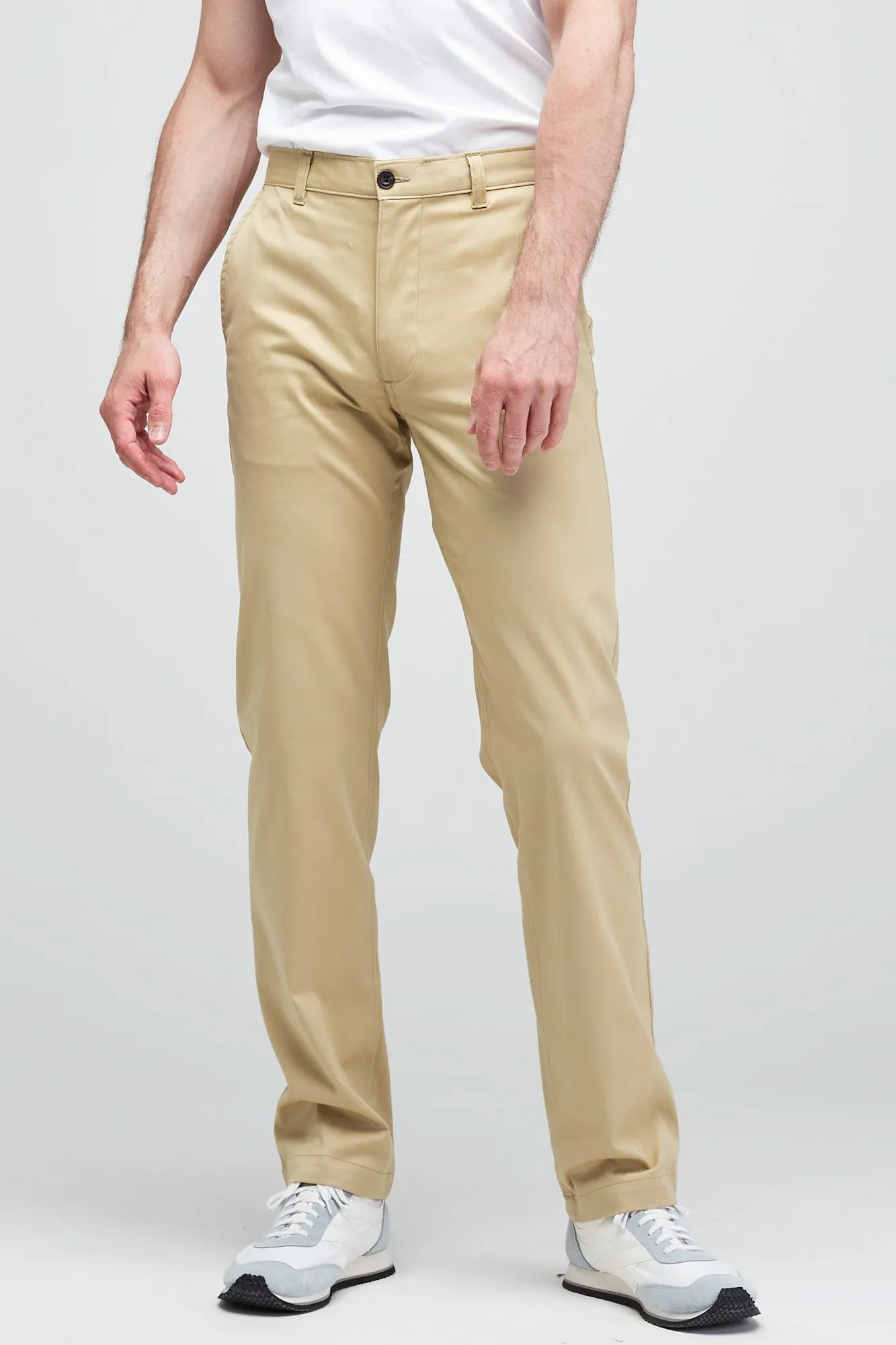 Men's Slim Lightweight Stretch Cotton Twill Chinos - Stone
