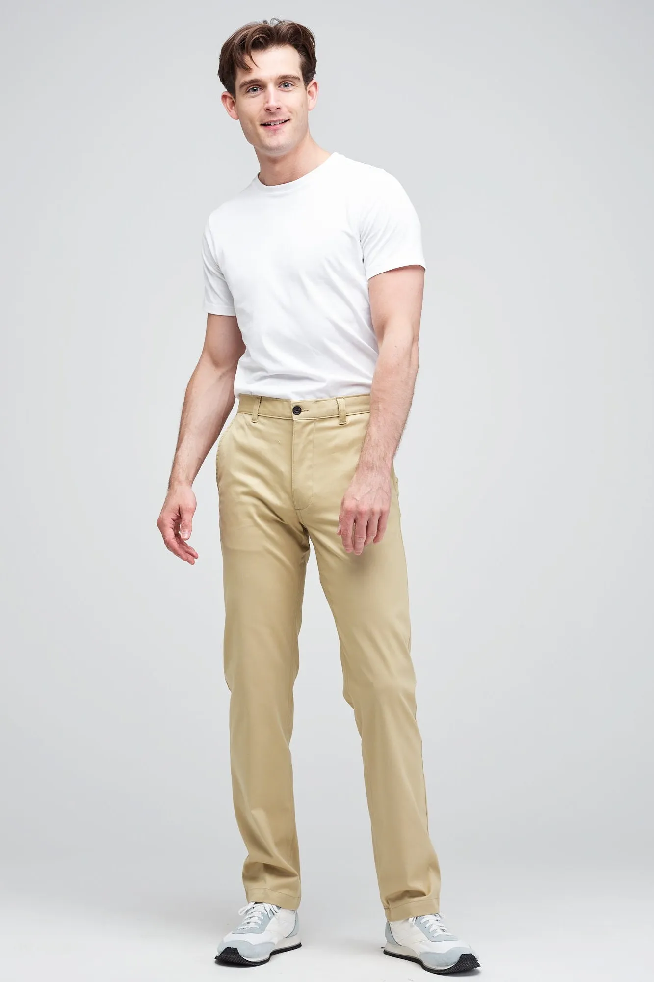 Men's Slim Lightweight Stretch Cotton Twill Chinos - Stone