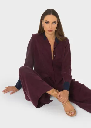 Merlot Grace Band Collar Shirt