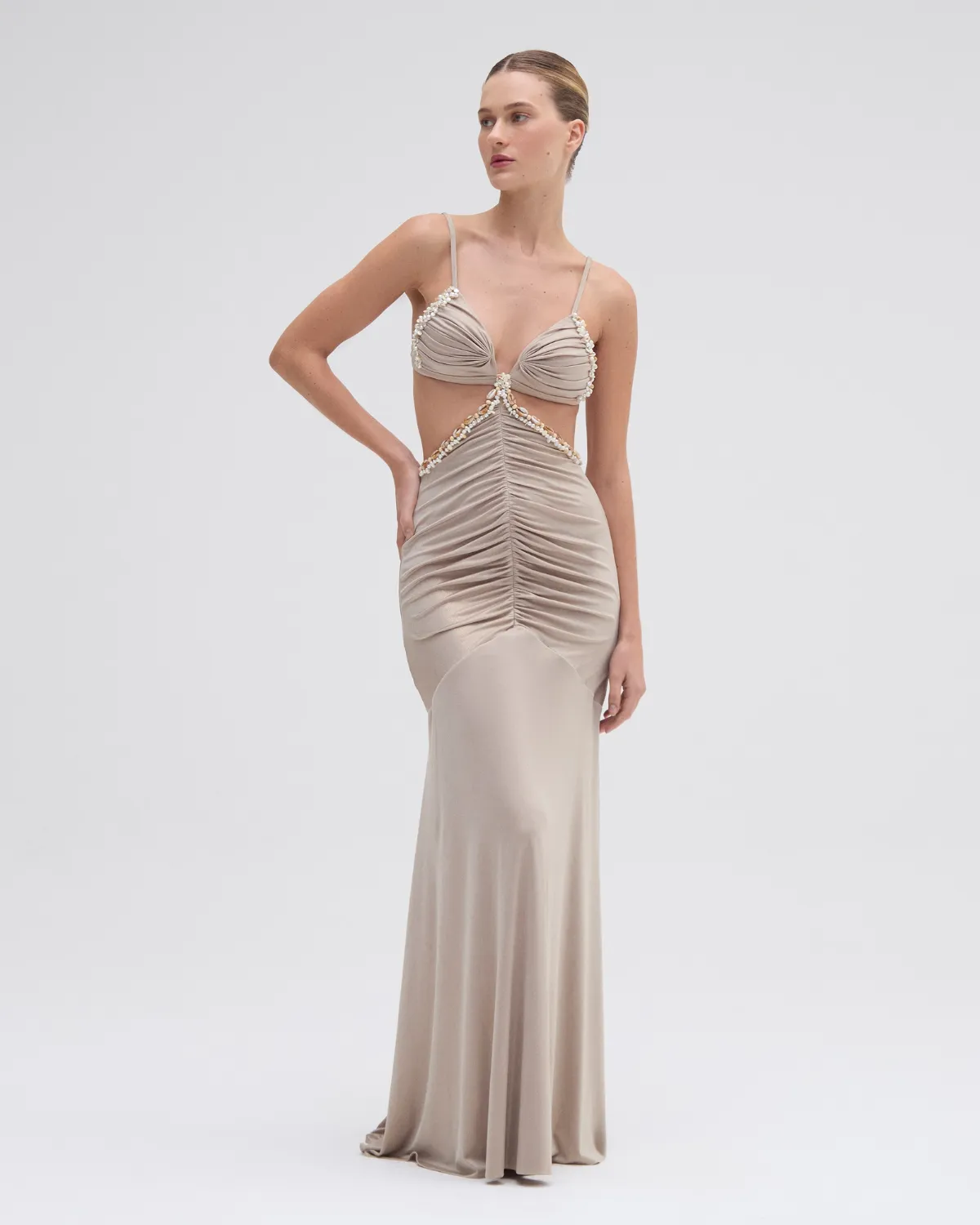 PATBO X CAMILA COELHO DUNE JERSEY CUT OUT DRESS