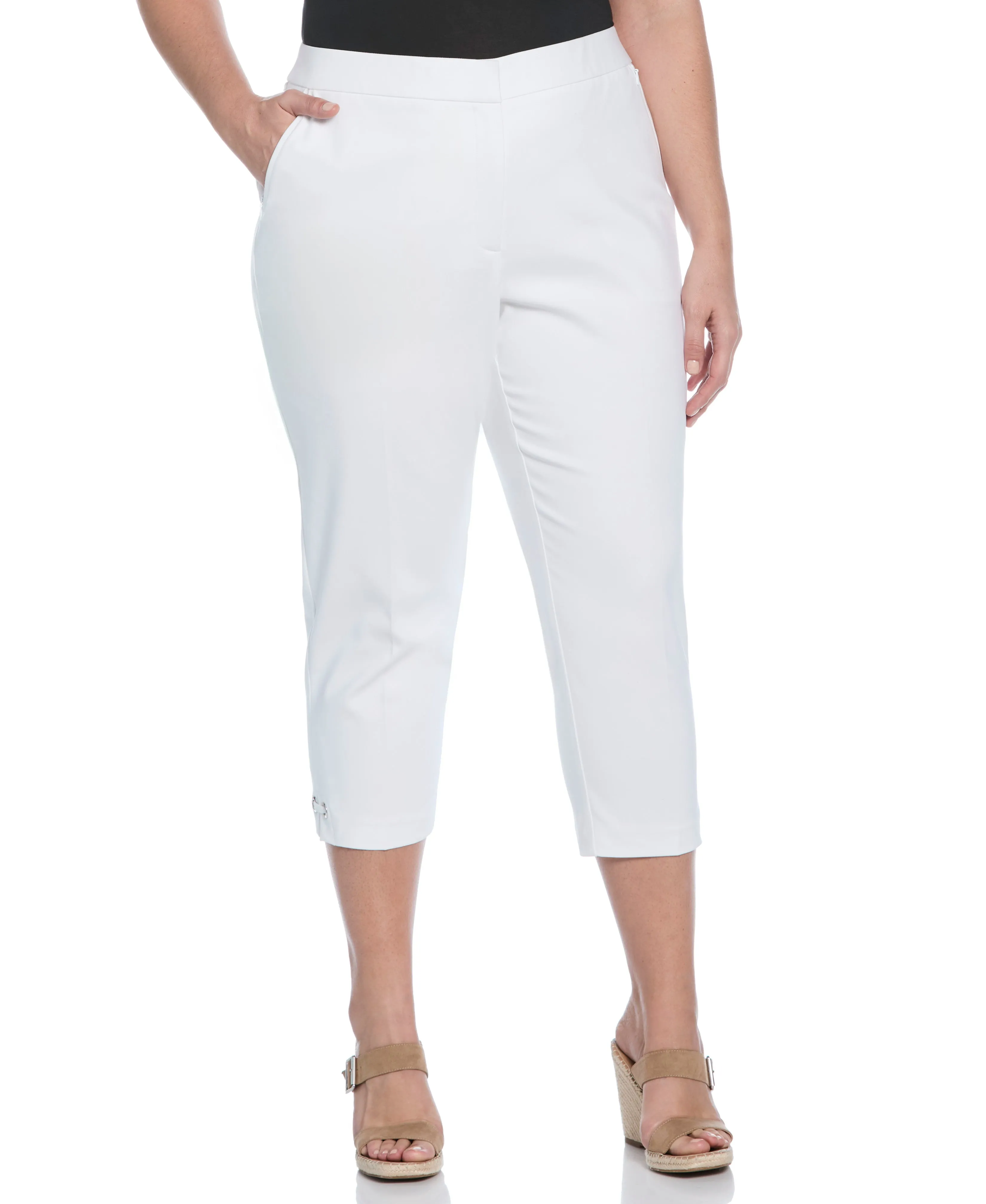 Satin Twill Capri With Grommets