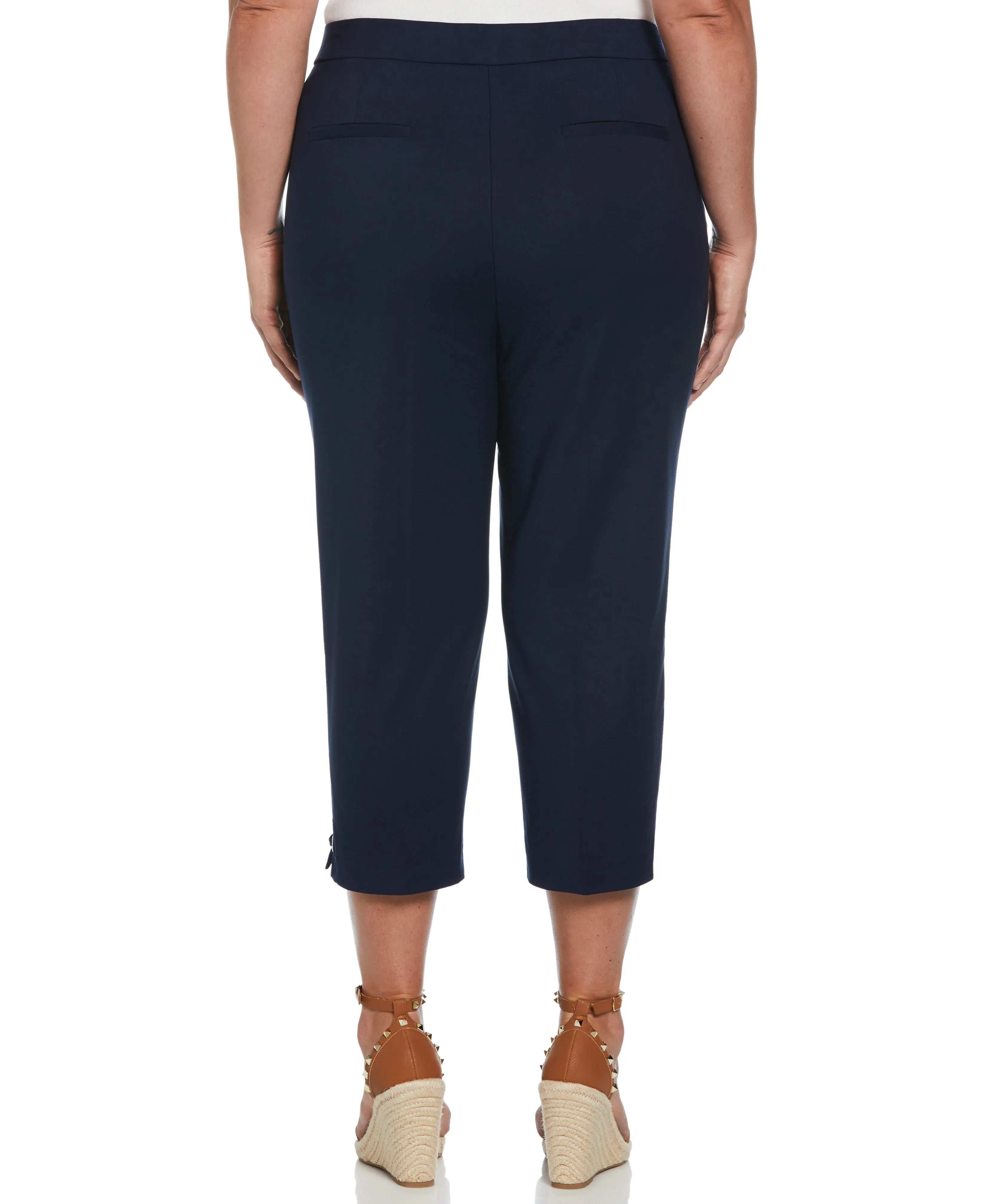 Satin Twill Capri With Grommets