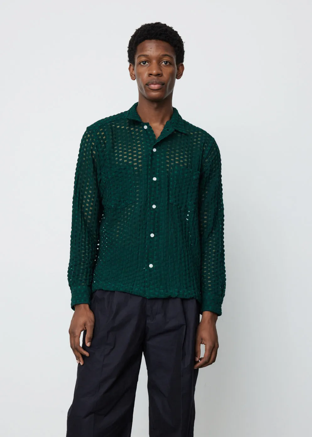 Sheer Brick Lace Long Sleeve Shirt