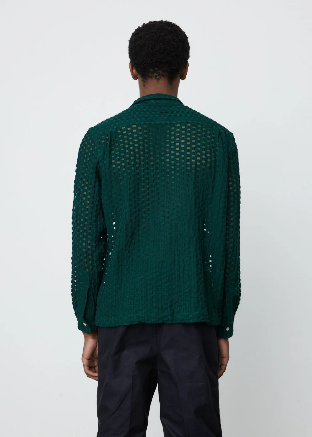 Sheer Brick Lace Long Sleeve Shirt