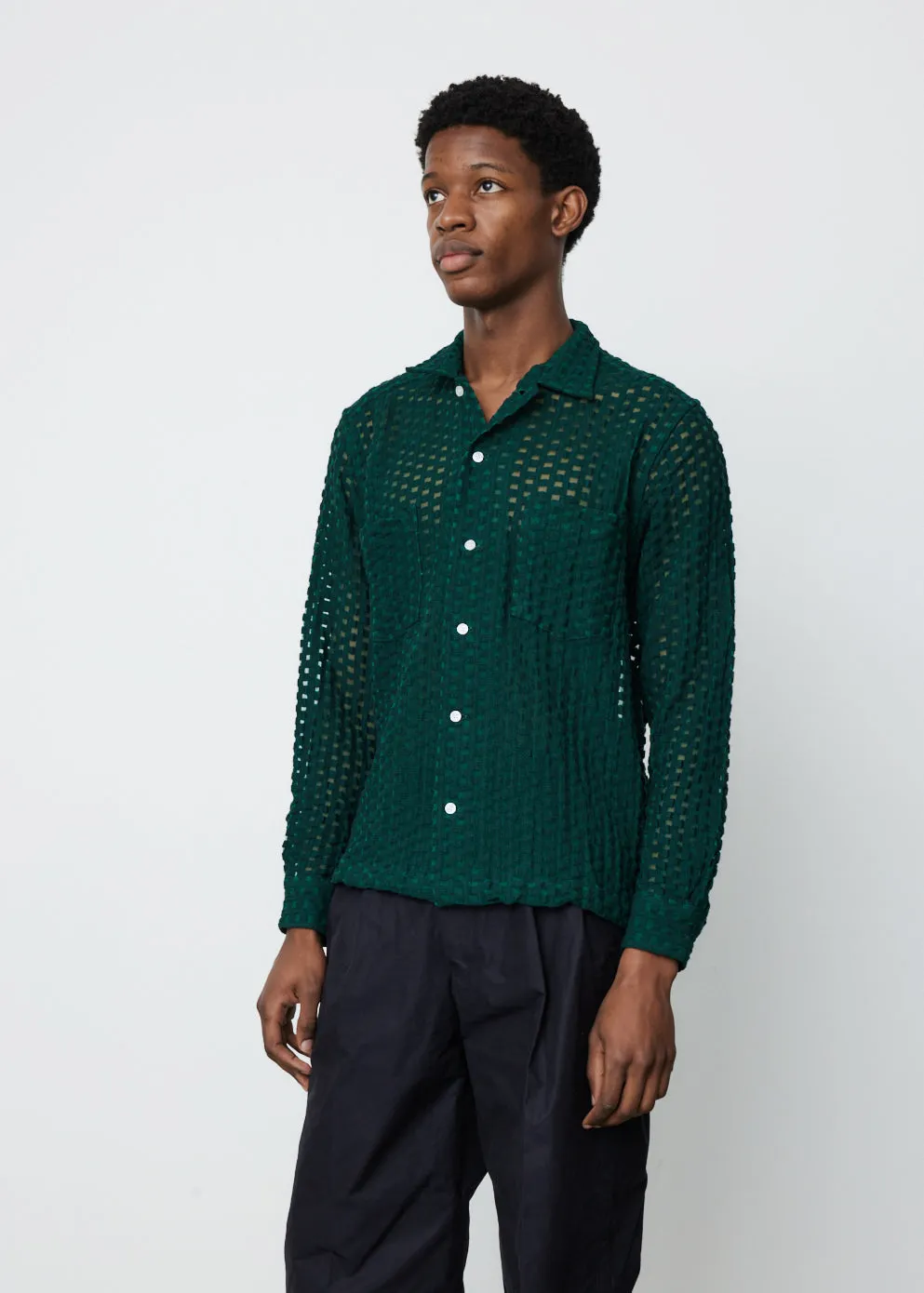 Sheer Brick Lace Long Sleeve Shirt