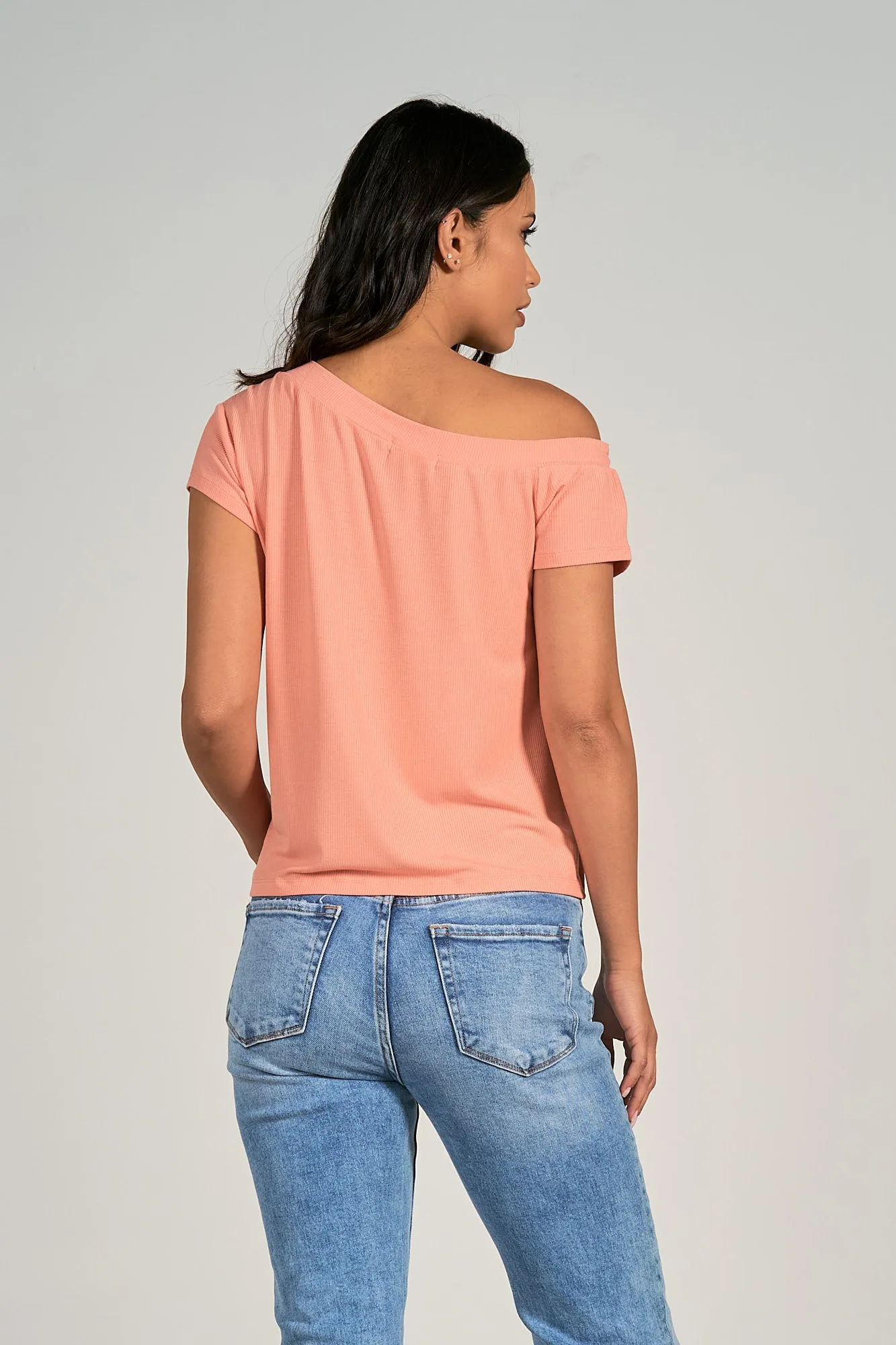 Short Sleeve Cut Out Ribbed Top