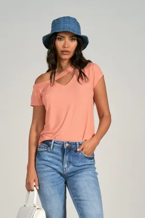 Short Sleeve Cut Out Ribbed Top