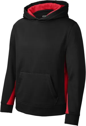 SPORT-TEK Youth Sport-Wick Fleece Colorblock Hooded Pullover YST235