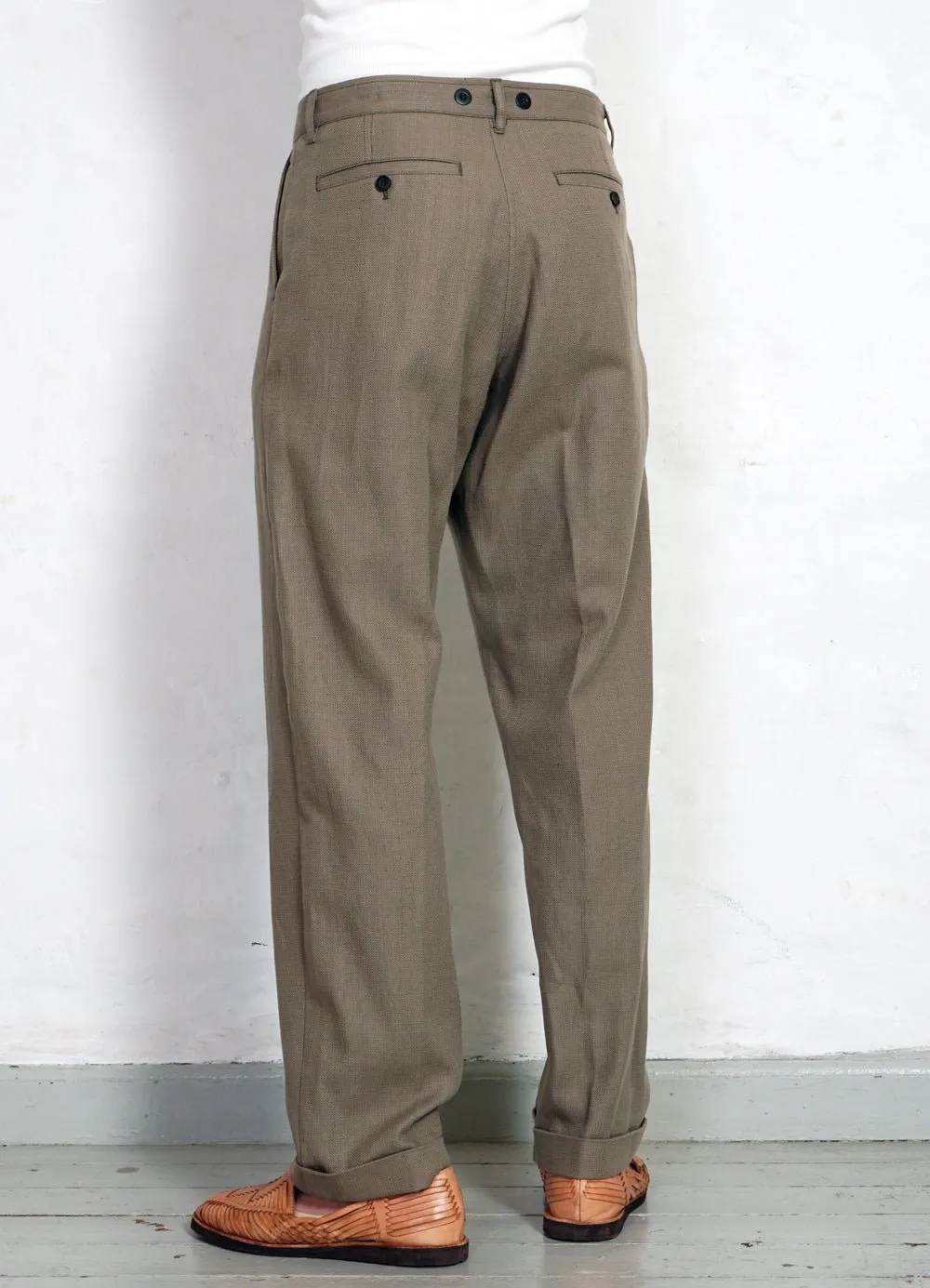 SUNE | Pleated Wide Cut Trousers | Bay Leaf