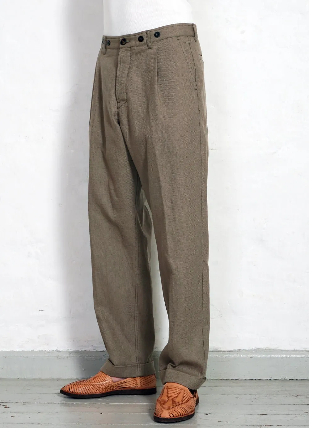 SUNE | Pleated Wide Cut Trousers | Bay Leaf