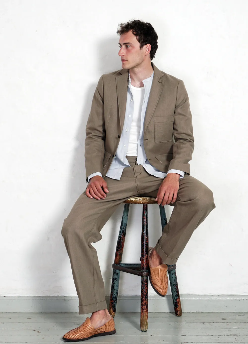 SUNE | Pleated Wide Cut Trousers | Bay Leaf