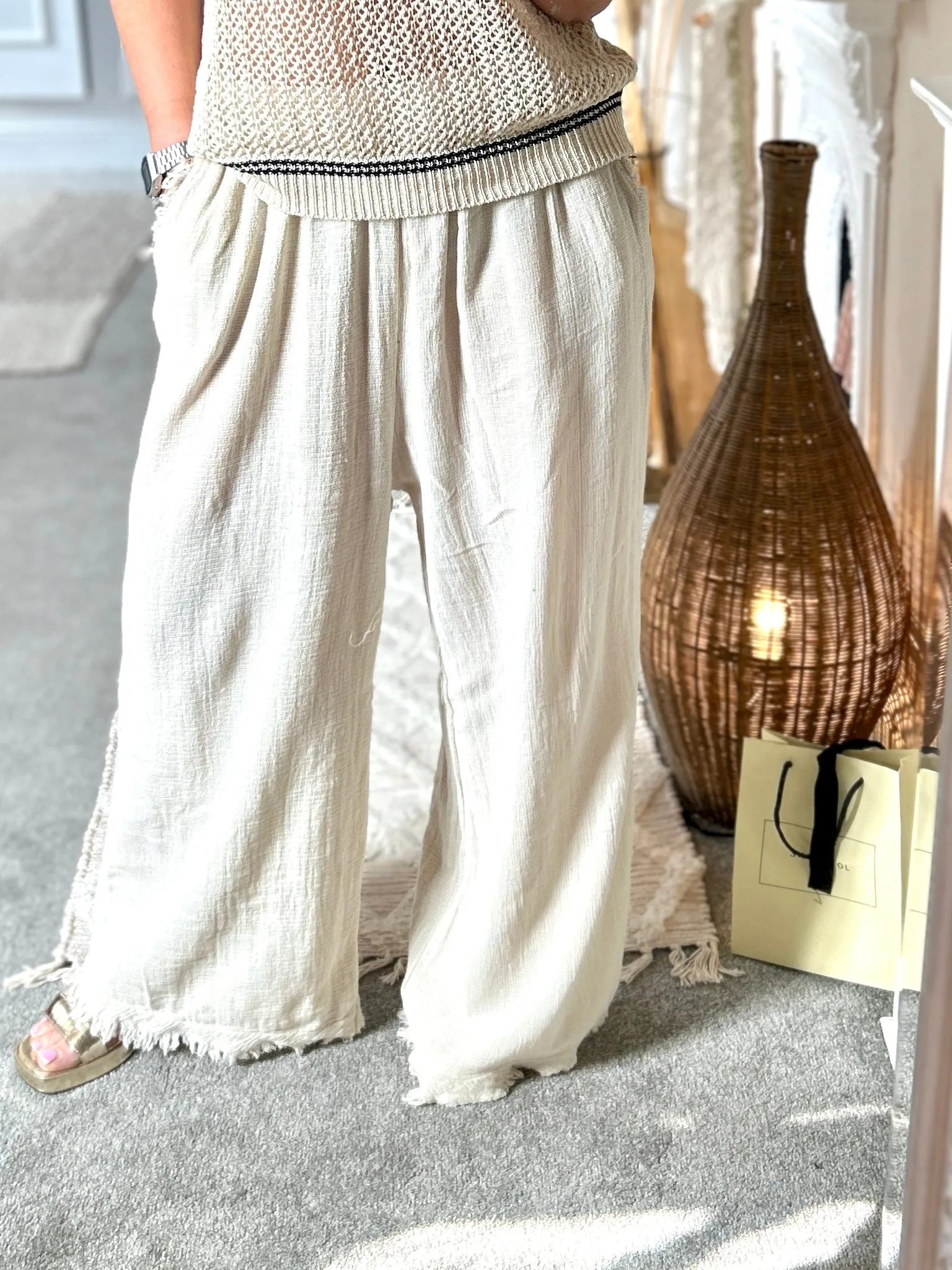 The Hopsack Drift Loose Fit Trousers With Pockets