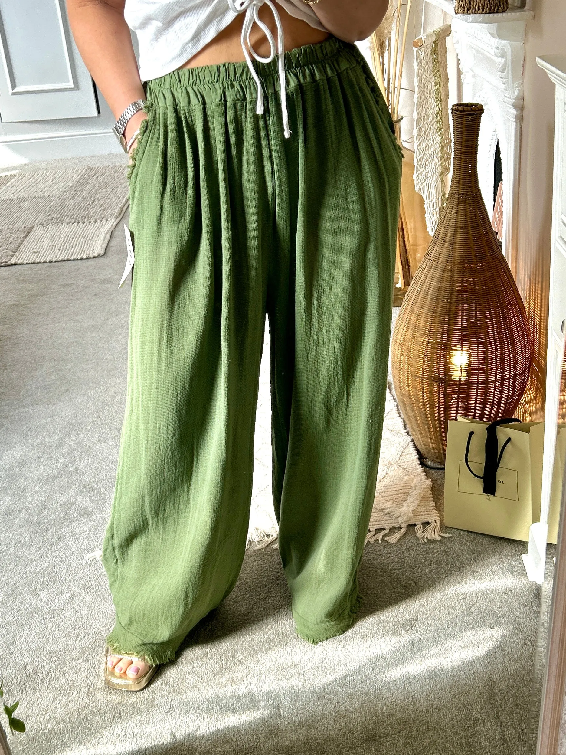 The Hopsack Drift Loose Fit Trousers With Pockets