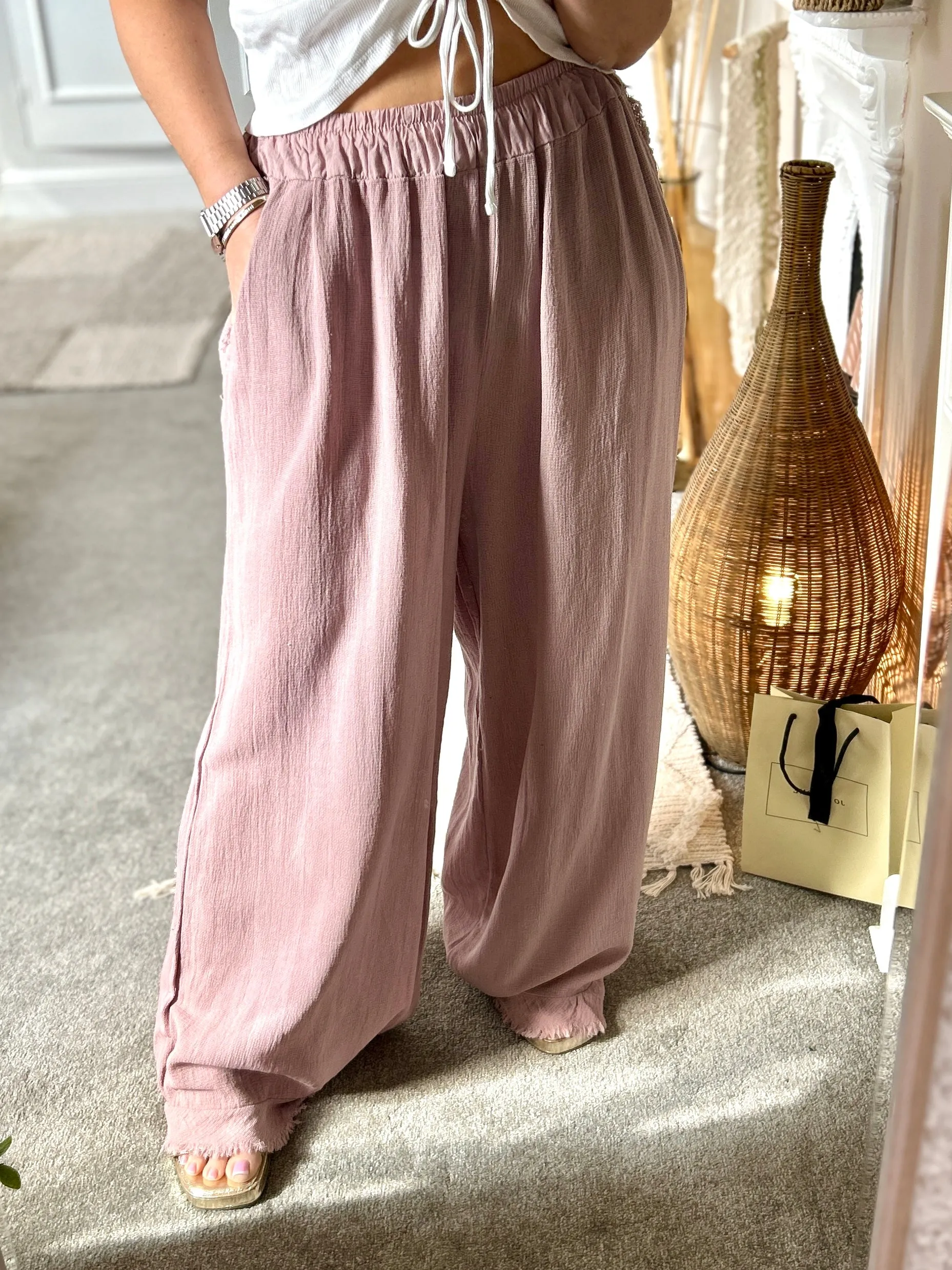 The Hopsack Drift Loose Fit Trousers With Pockets