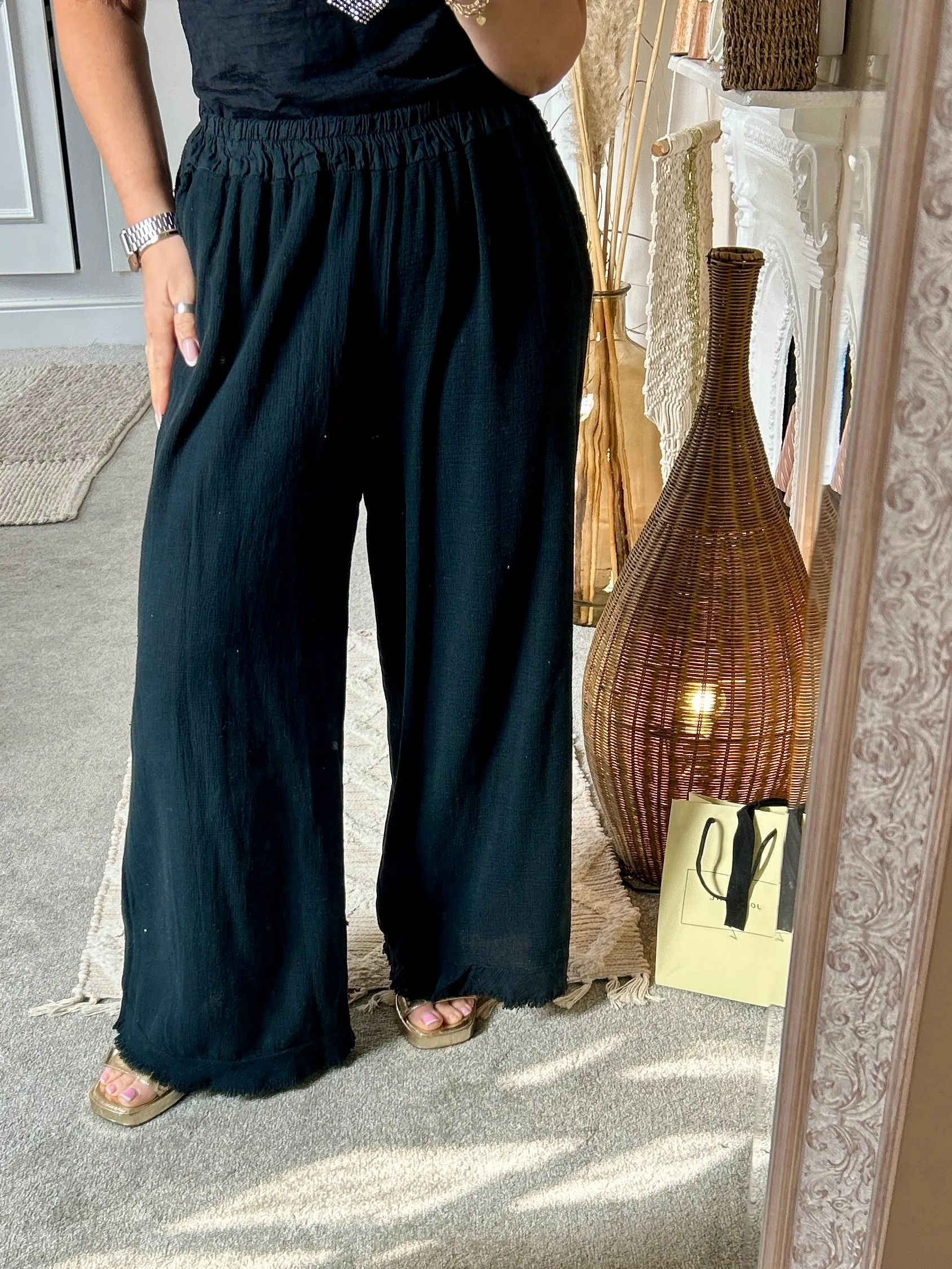 The Hopsack Drift Loose Fit Trousers With Pockets