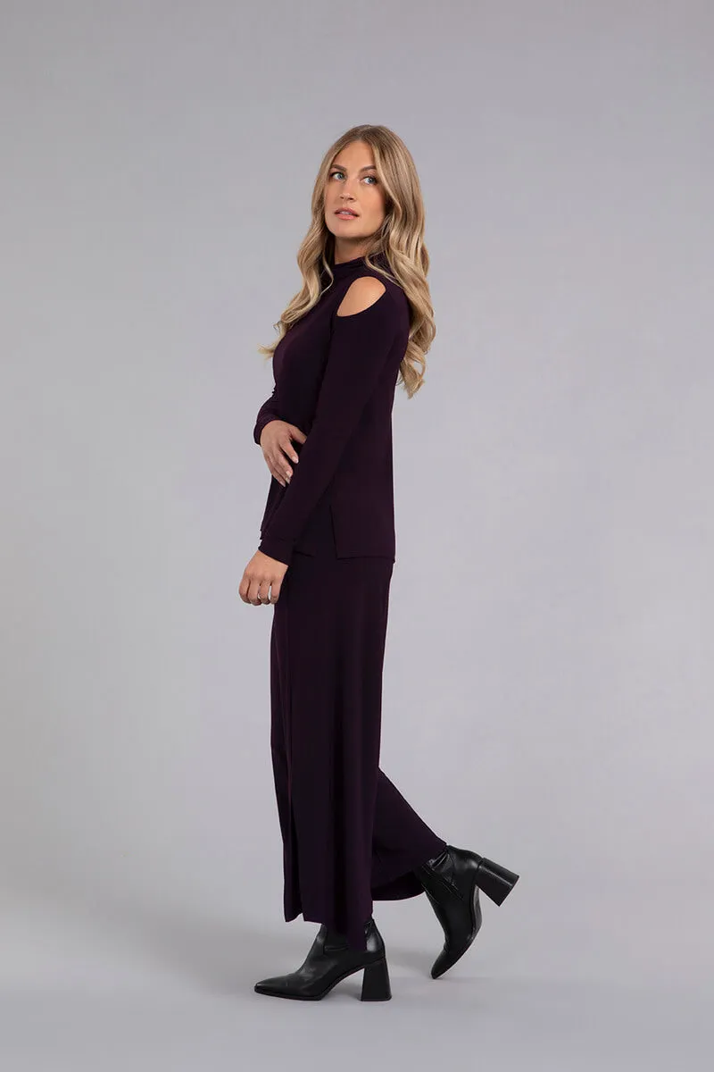 Turtle Neck Cut Out Shoulder Top | Currant