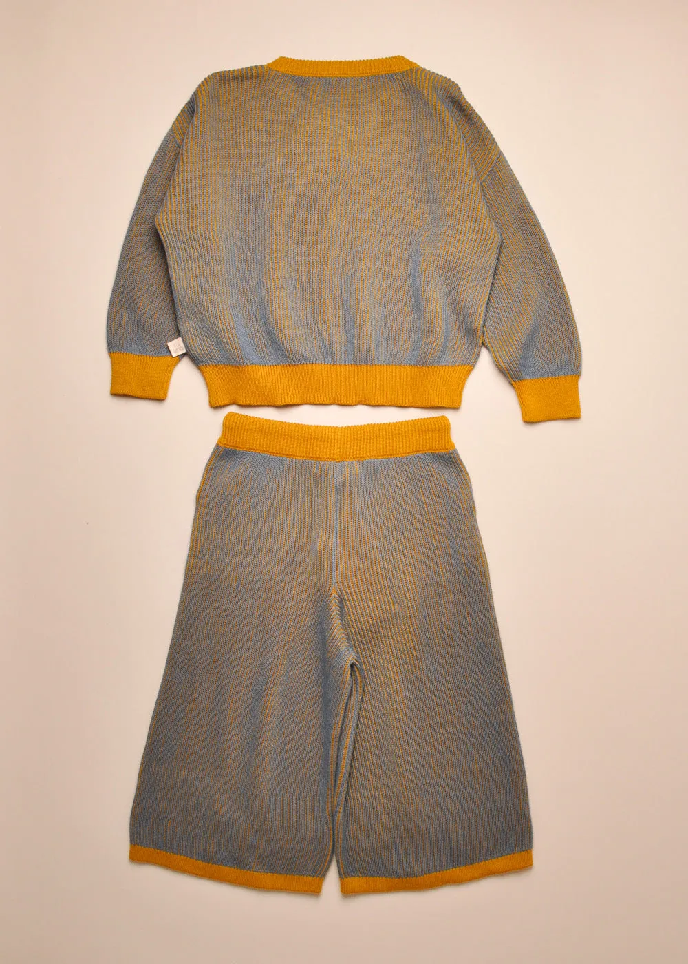 TWO TONE RIB KNIT SET - MUSTARD